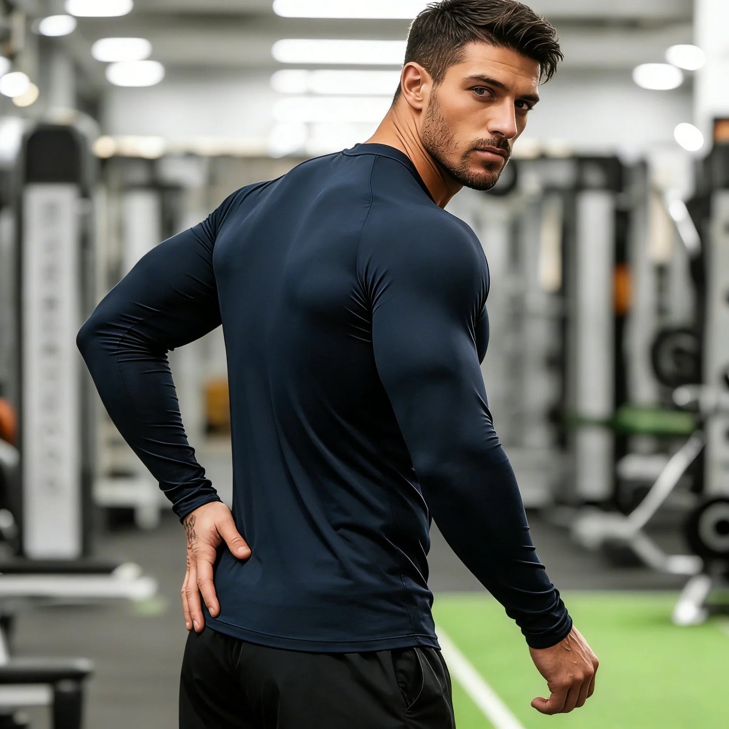 Men's Compression Long Sleeve Shirt - Quick Dry Gym Workout Bodybuilding Top