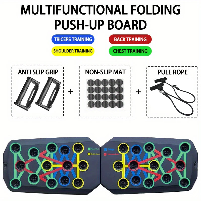 Push-Up Board Set with Handles — Foldable Multifunctional Fitness Trainer for Chest, Arms, Back & Abs