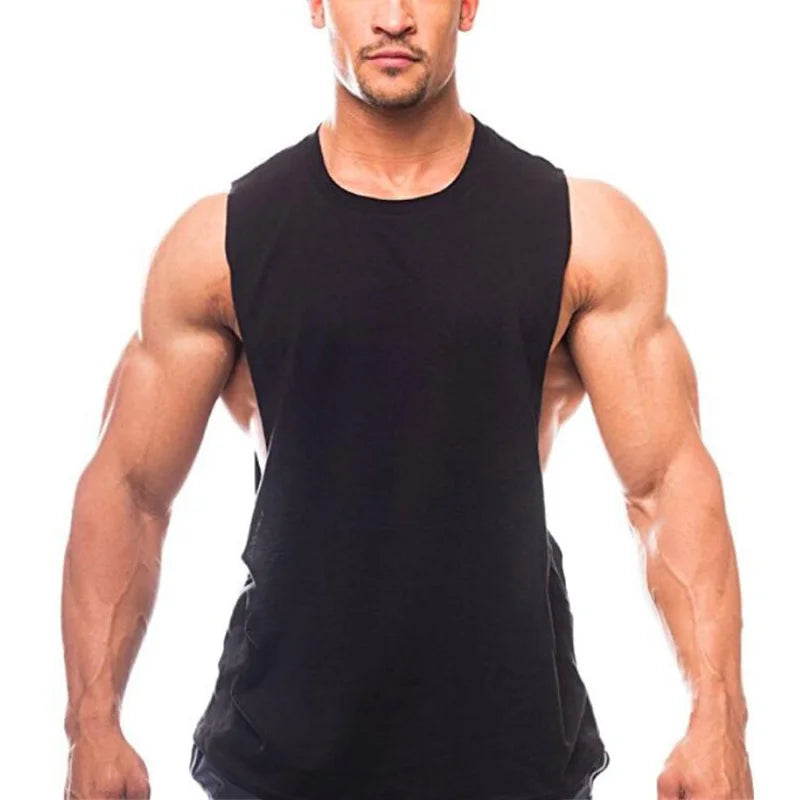 Men's Cut-Off Tank Top - Dropped Armholes Gym Vest