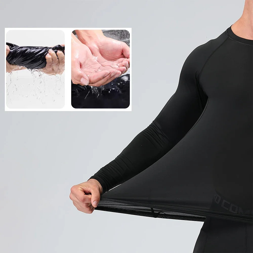 Men's Black Compression Long Sleeve Shirt - Quick Dry Base Layer