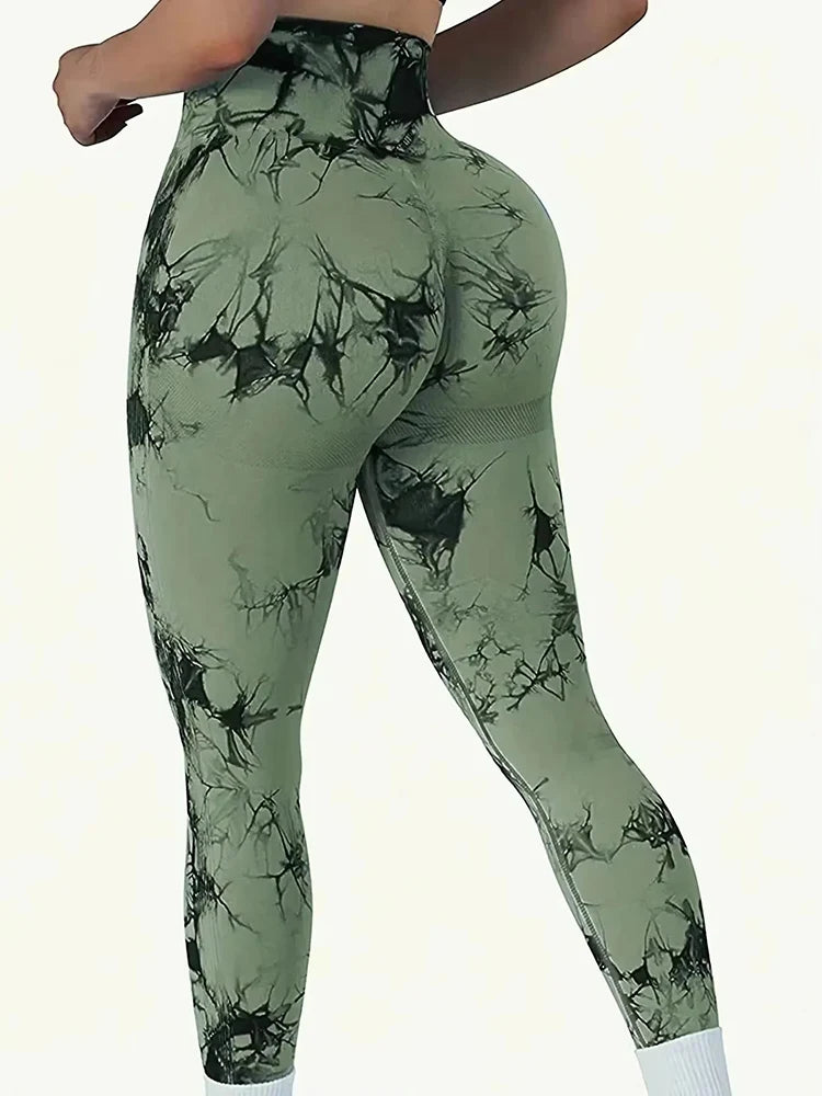 Women's Tie Dye Leggings - High Waist Tummy Control Push-Up
