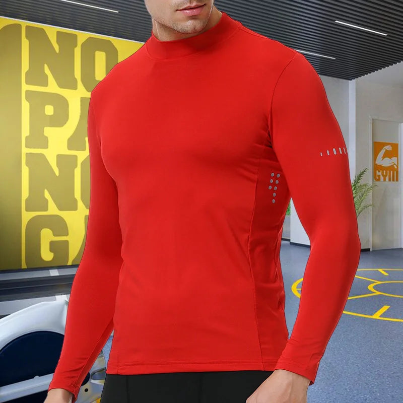 Men’s High Collar Compression Shirt for Running & Training