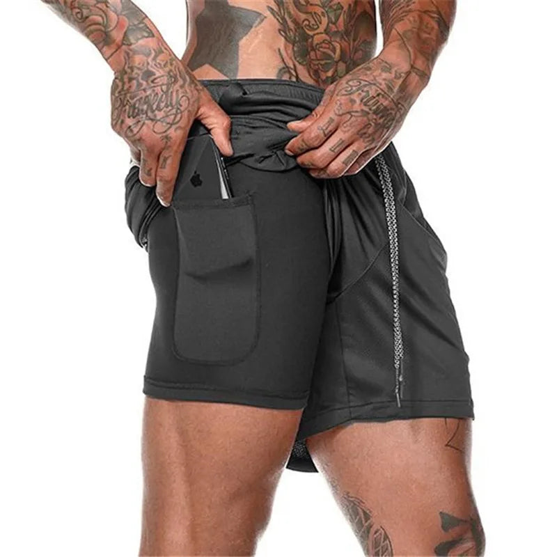 Men's Running Shorts - 2-in-1 Quick Dry Sports Shorts