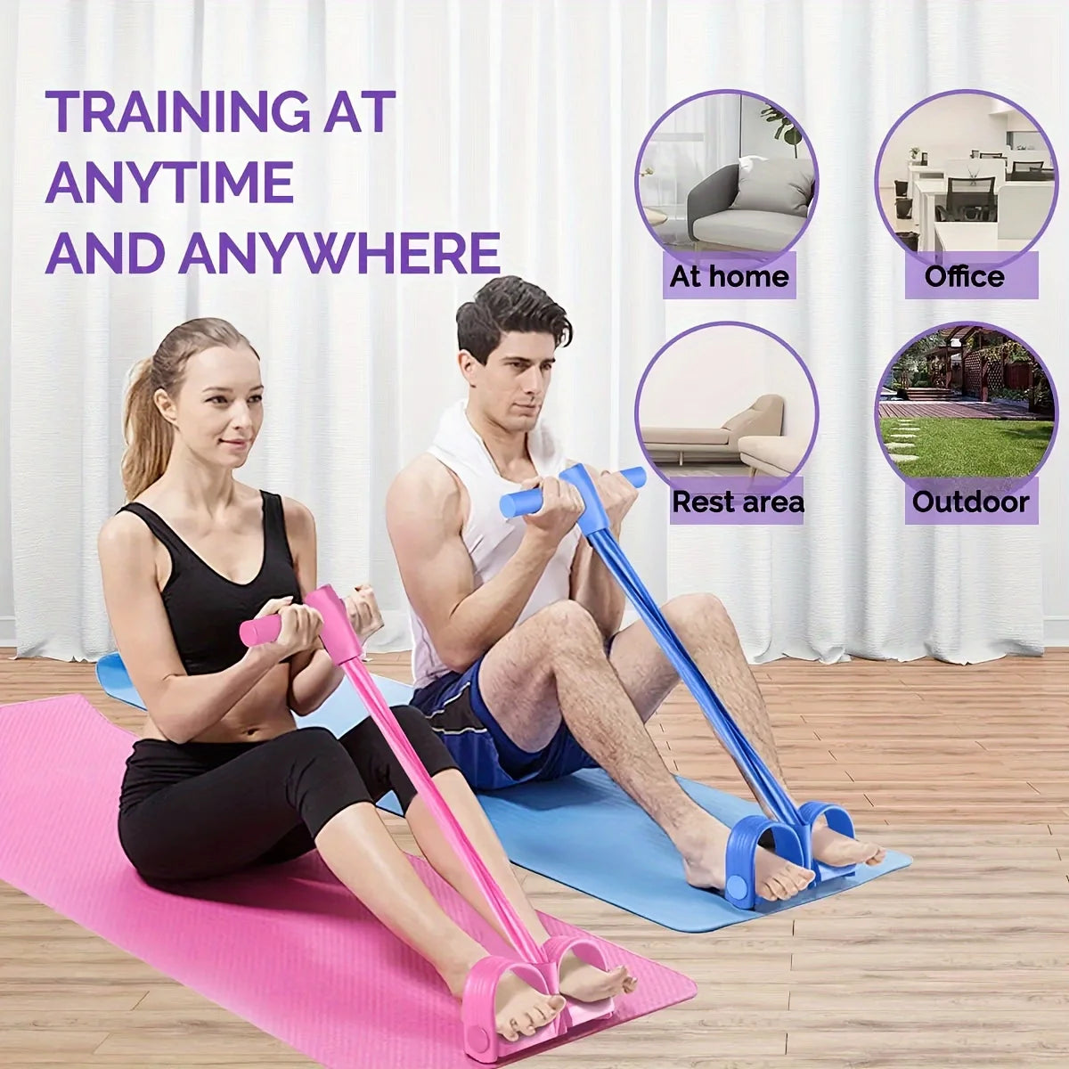 Four-Tube Pedal Tensioner - Yoga Resistance Band Fitness Equipment