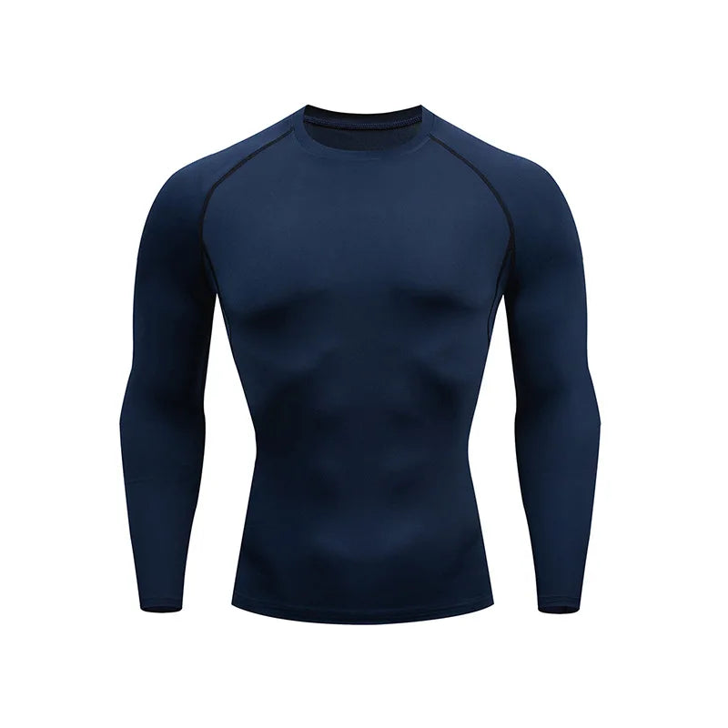 Men's Black Compression Long Sleeve Shirt - Quick Dry Base Layer