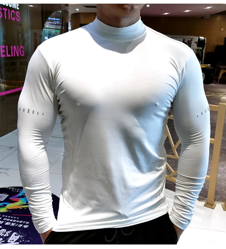 Men’s High Collar Compression Shirt for Running & Training