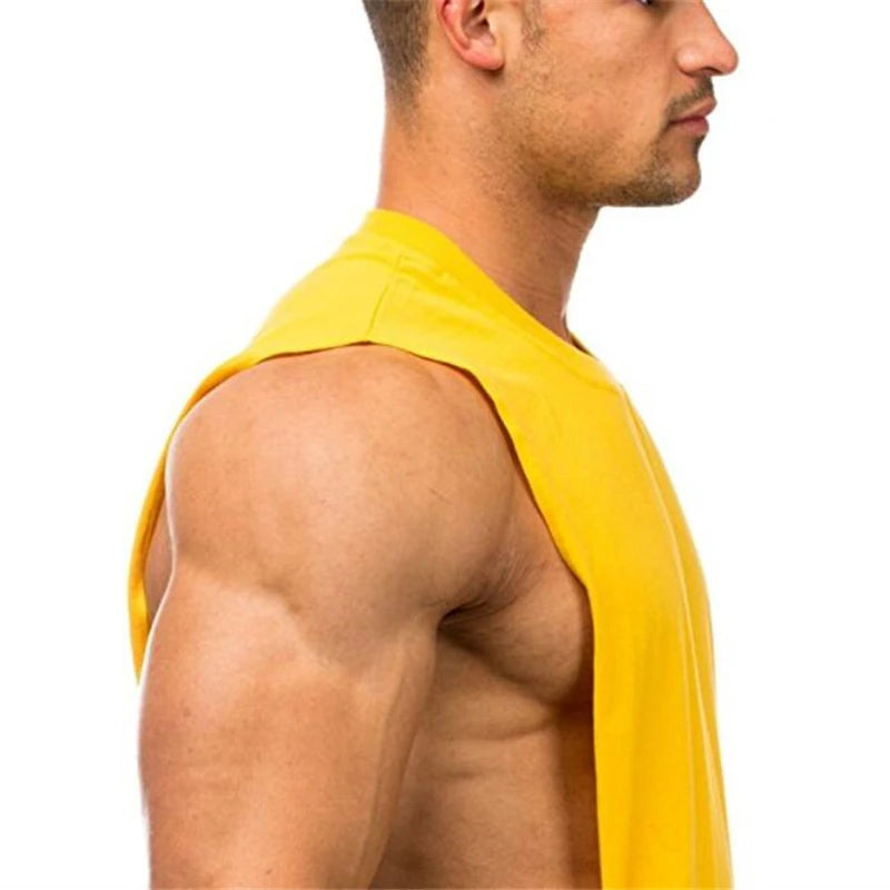 Men's Cut-Off Tank Top - Dropped Armholes Gym Vest