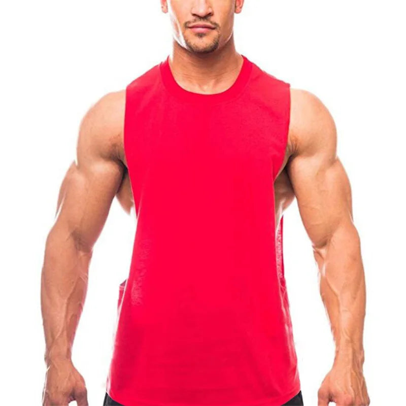 Men's Cut-Off Tank Top - Dropped Armholes Gym Vest