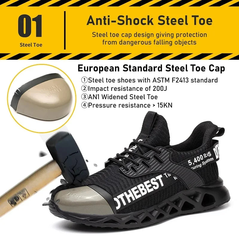 Lightweight Steel Toe Work Shoes with Breathable Safety Design