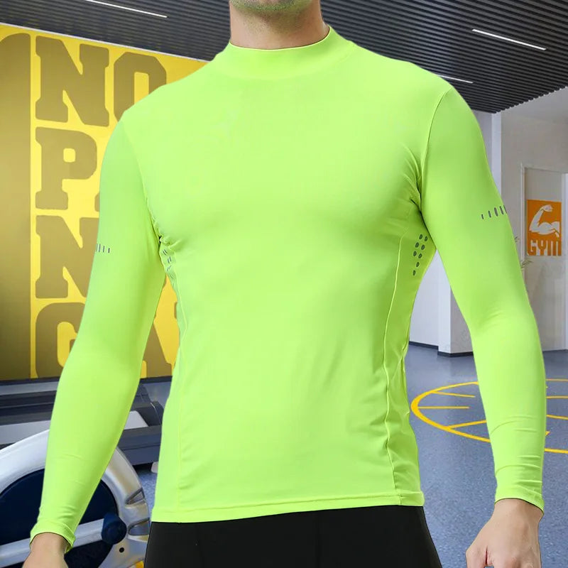 Men’s High Collar Compression Shirt for Running & Training
