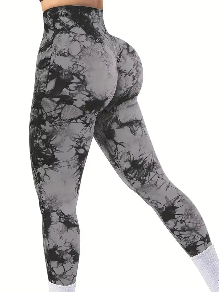Women's Tie Dye Leggings - High Waist Tummy Control Push-Up