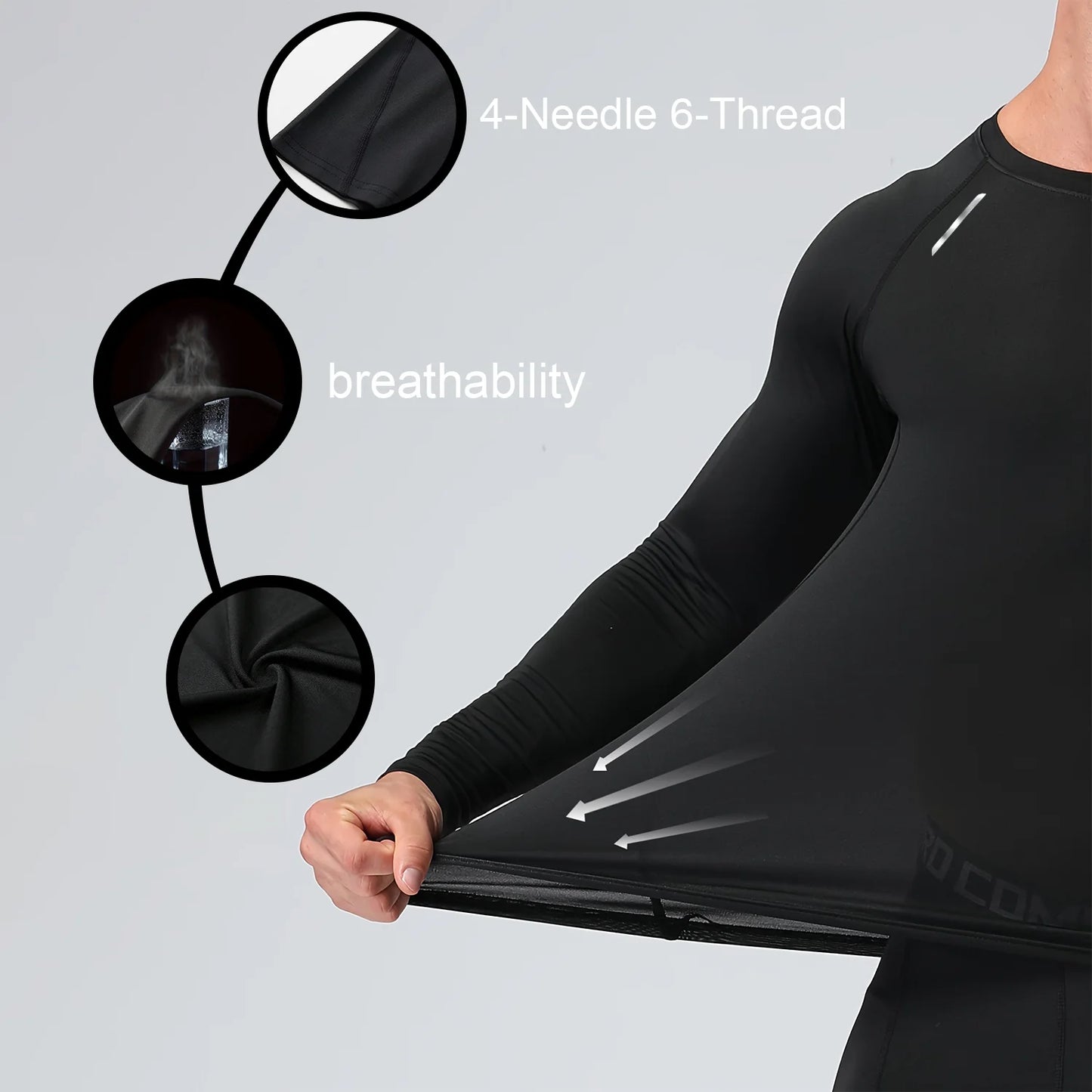 Men's Compression Long Sleeve Shirt - Quick Dry Gym Workout Bodybuilding Top