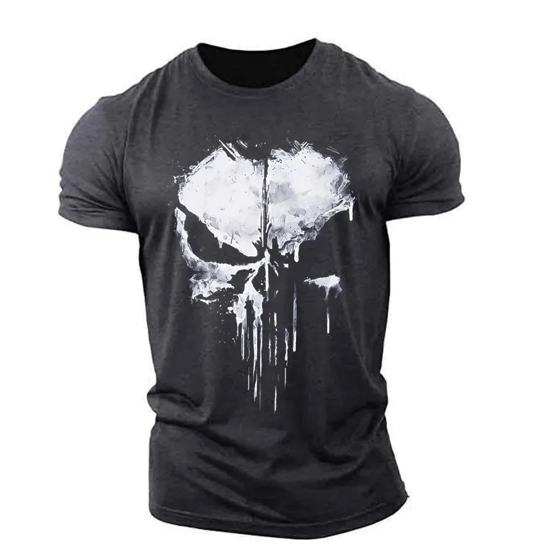 Men's Skull Print T-Shirt - 100% Cotton Oversized Tee