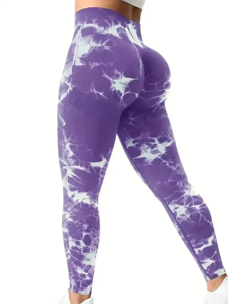 Women's Tie Dye Leggings - High Waist Tummy Control Push-Up
