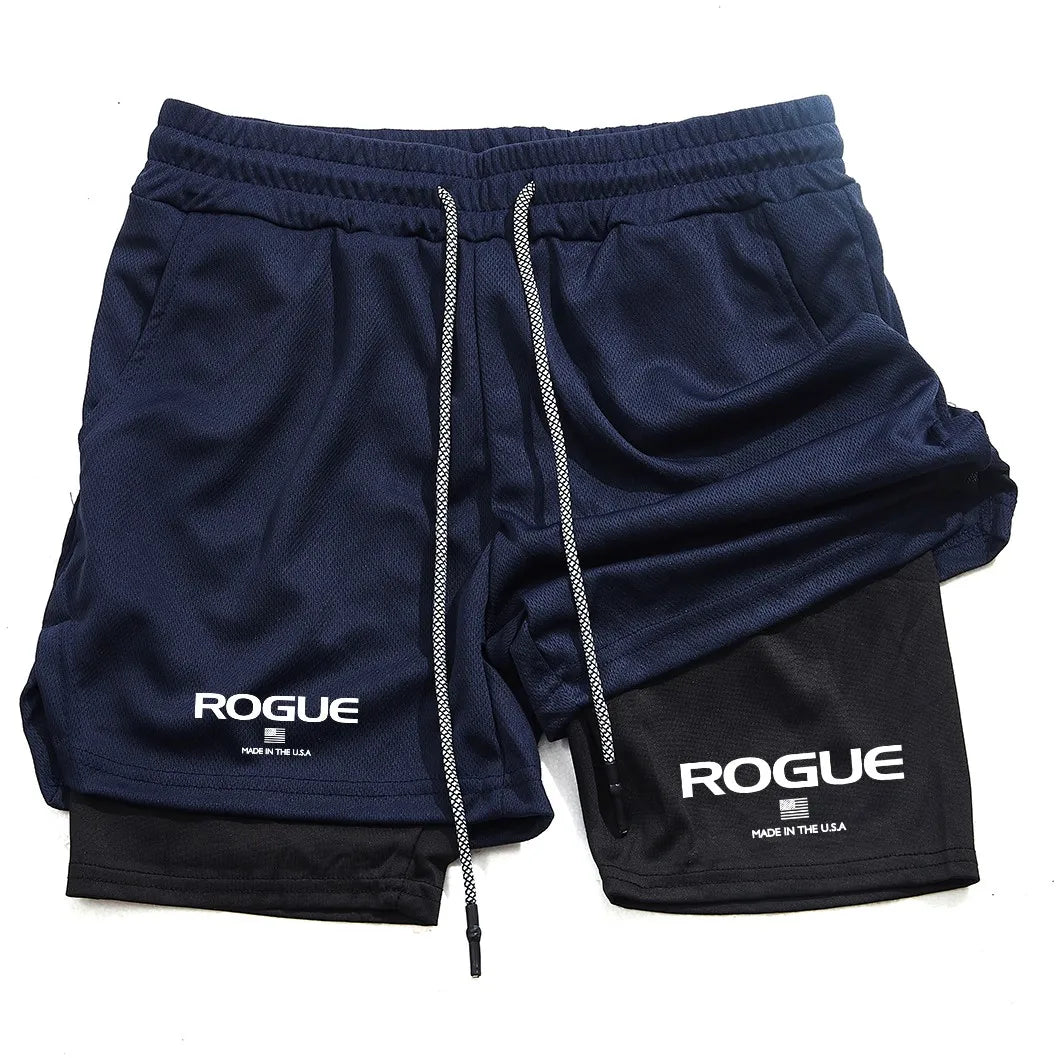 Men's 2-in-1 Sports Shorts - Double-Layer Gym Shorts