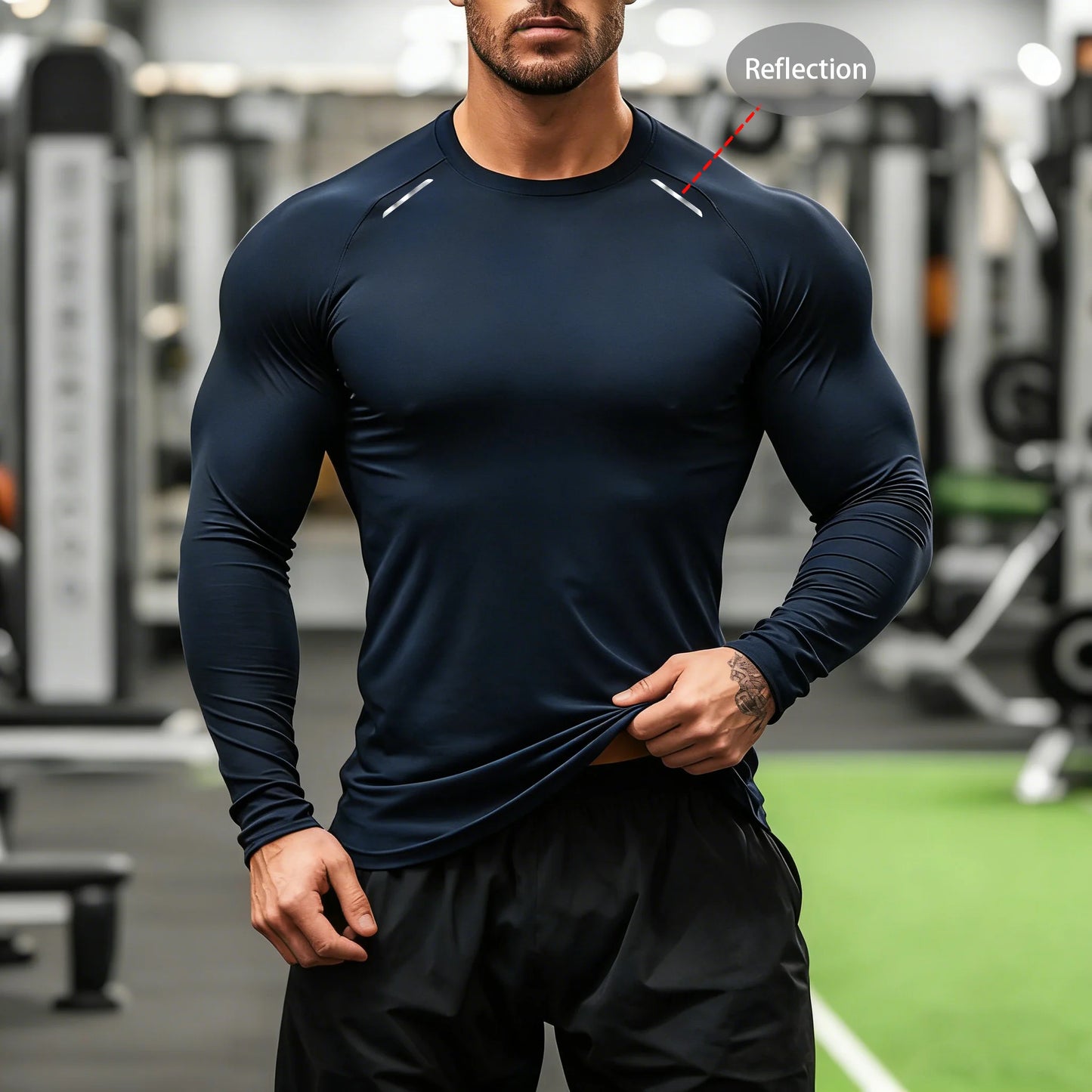 Men's Compression Long Sleeve Shirt - Quick Dry Gym Workout Bodybuilding Top