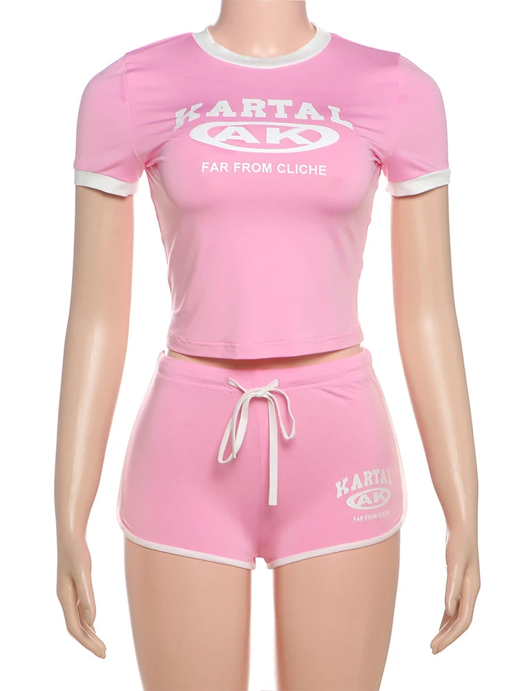 Women's 2-Piece Matching Set - Crop Top & Biker Shorts