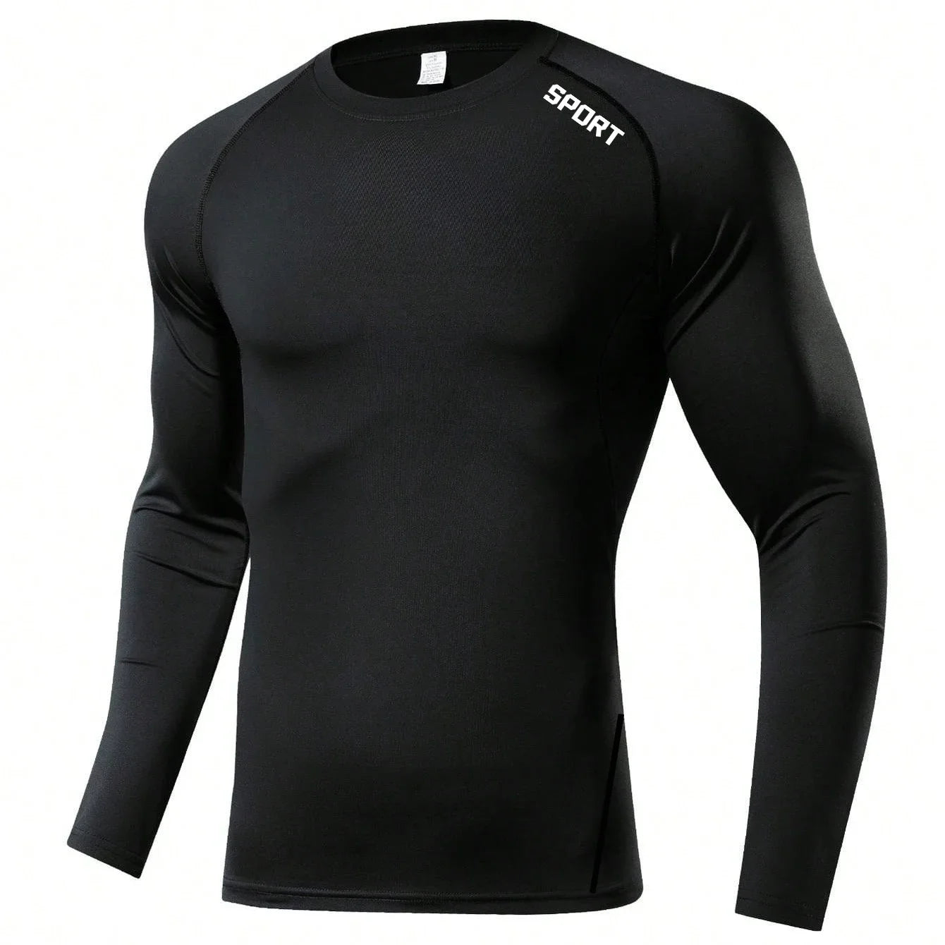 Men's Black Compression Long Sleeve Shirt - Quick Dry Base Layer