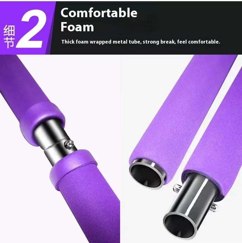 Pilates Stick - Adjustable Fitness Bar with Resistance Bands