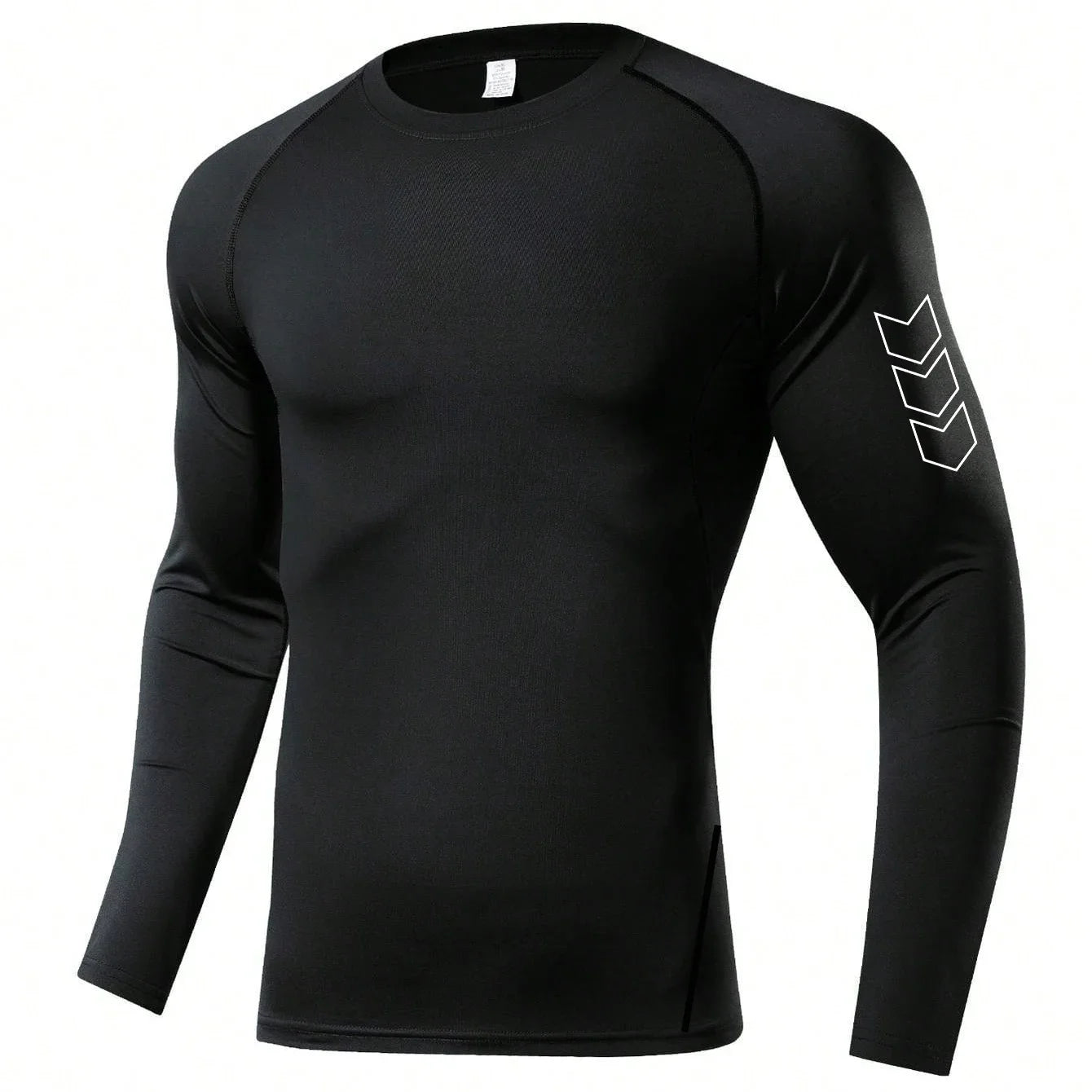 Men's Black Compression Long Sleeve Shirt - Quick Dry Base Layer