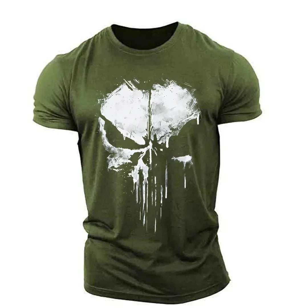 Men's Skull Print T-Shirt - 100% Cotton Oversized Tee