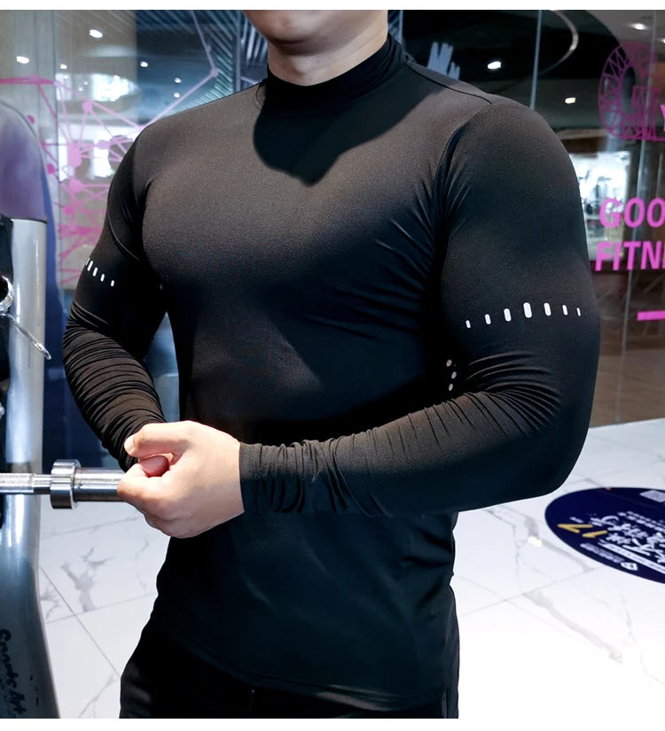 Men’s High Collar Compression Shirt for Running & Training