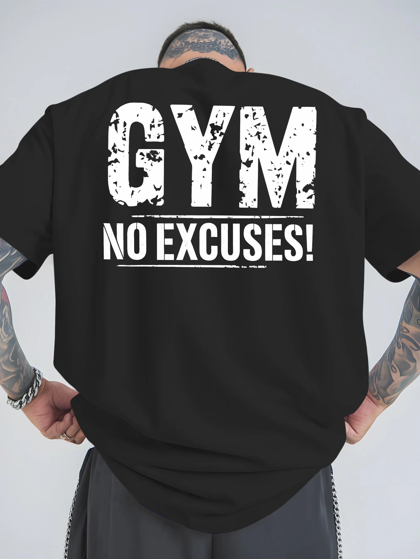 Men's Gym Motivational T-Shirt - No Excuses Athletic Top