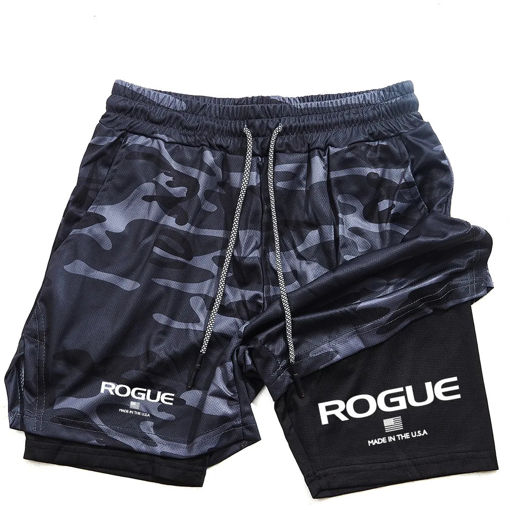 Men's 2-in-1 Sports Shorts - Double-Layer Gym Shorts