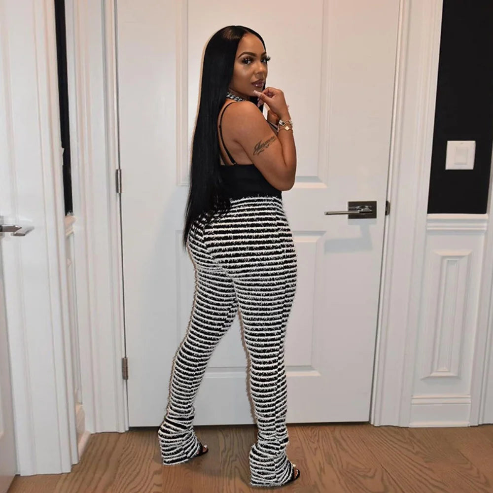 Color Block Stripe Pants - High Waist Loose Sweatpants