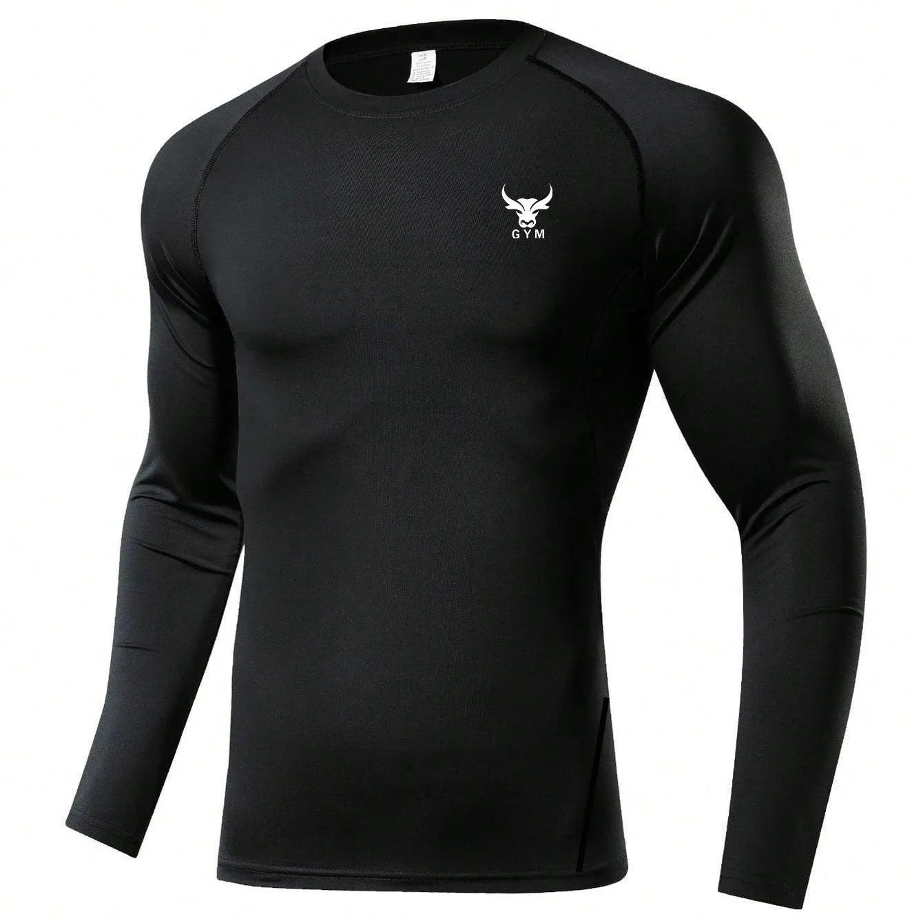 Men's Black Compression Long Sleeve Shirt - Quick Dry Base Layer