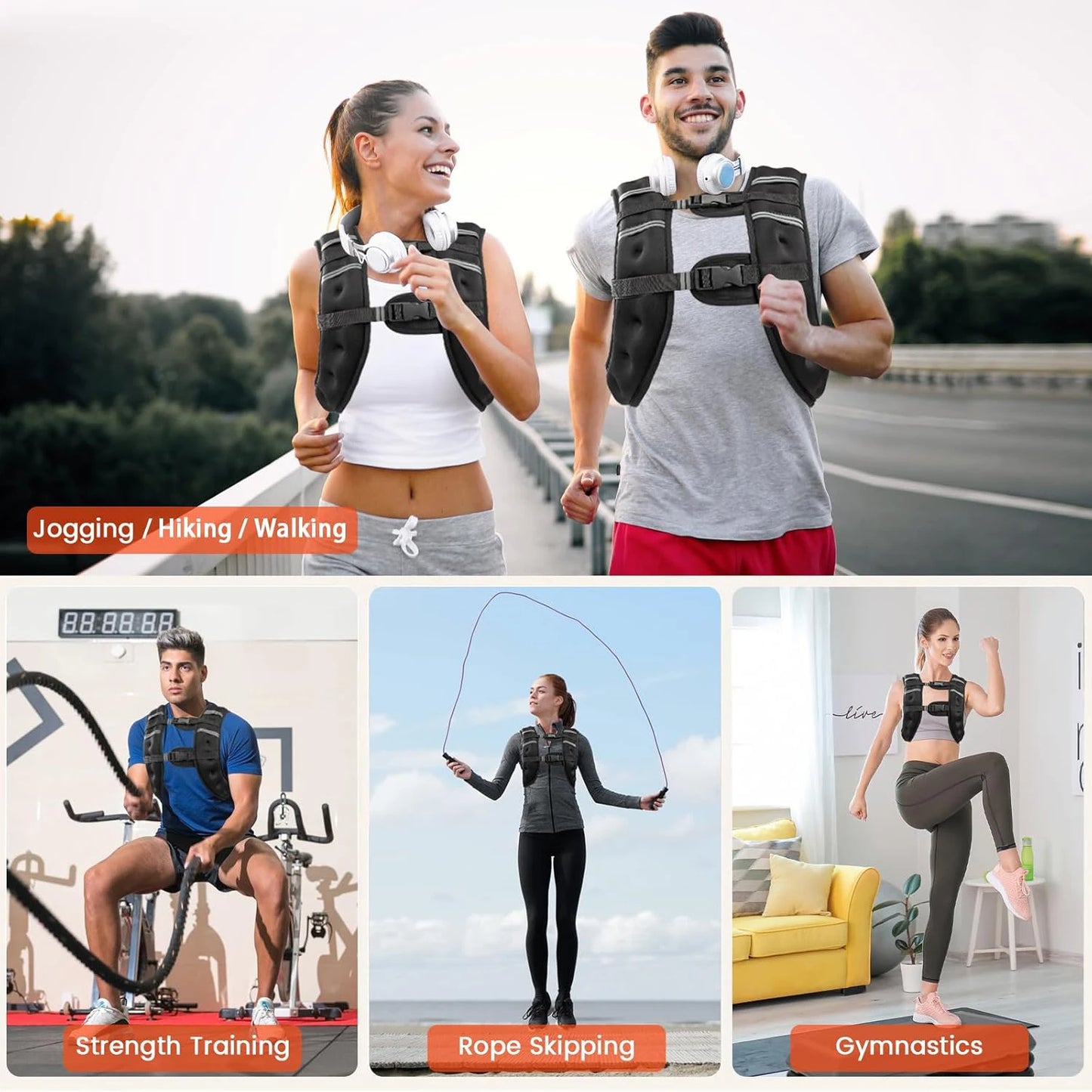 Weighted Vest - Reflective Stripes for Workout & Running
