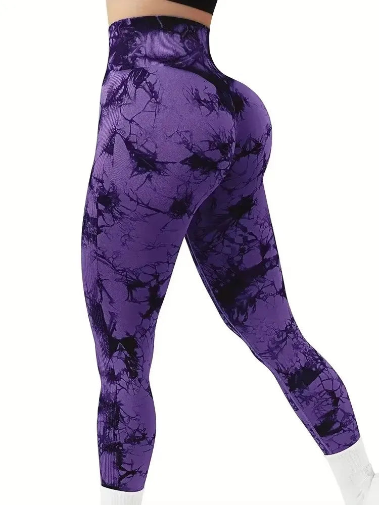 Women's Tie Dye Leggings - High Waist Tummy Control Push-Up