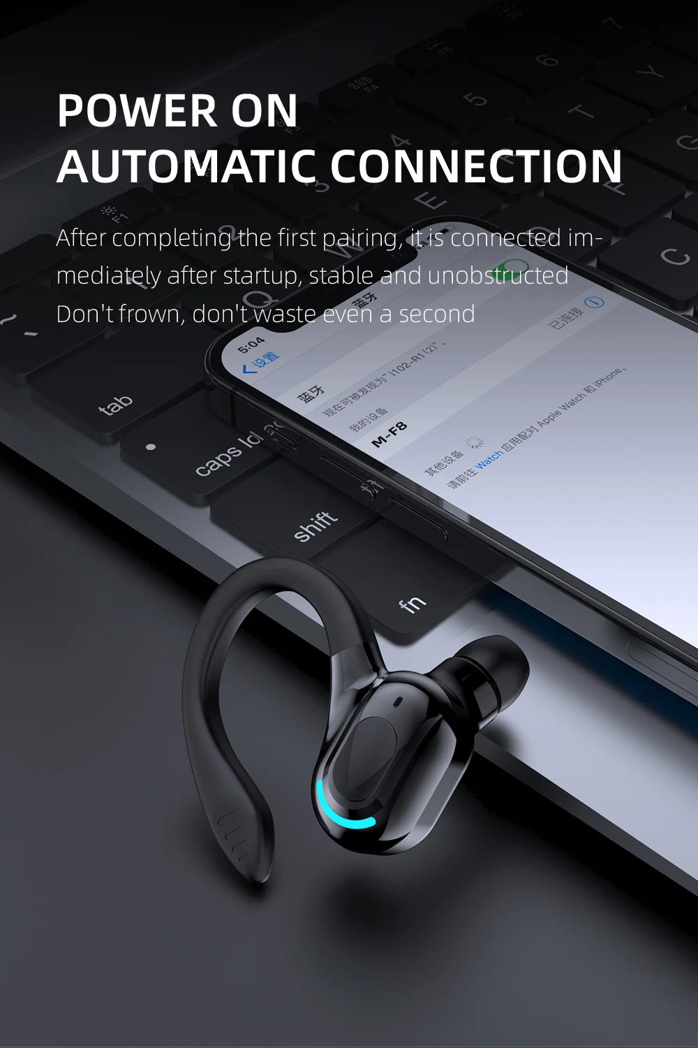 Bluetooth 5.2 Wireless Earphones - Waterproof HiFi Stereo Earbuds with Mic