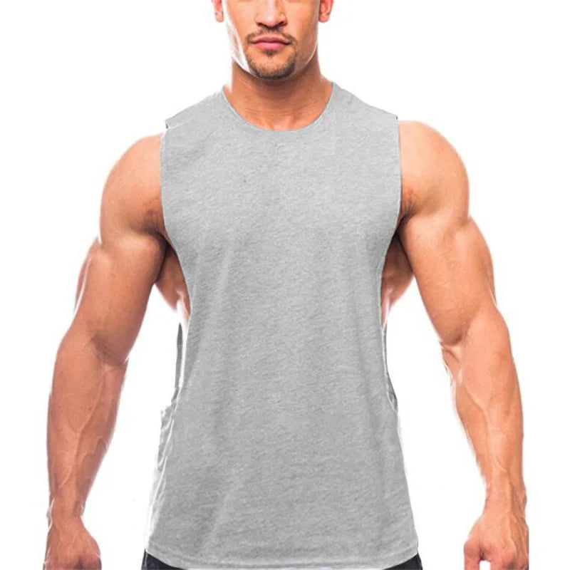 Men's Cut-Off Tank Top - Dropped Armholes Gym Vest