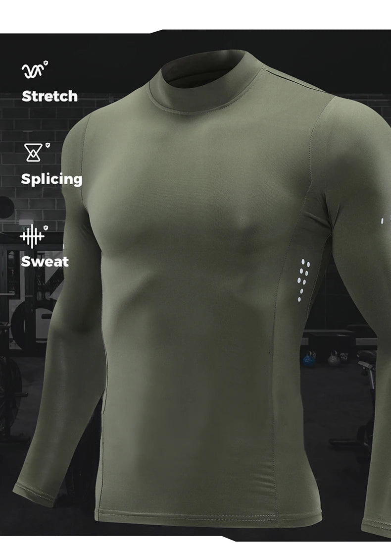 Men’s High Collar Compression Shirt for Running & Training