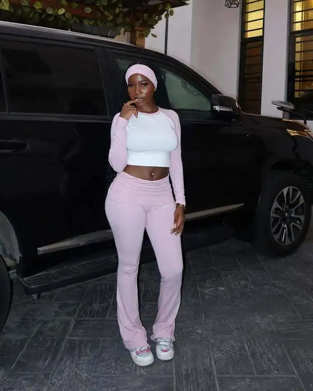 Women's 2-Piece Tracksuit - Long Sleeve T-Shirt & Pants Set
