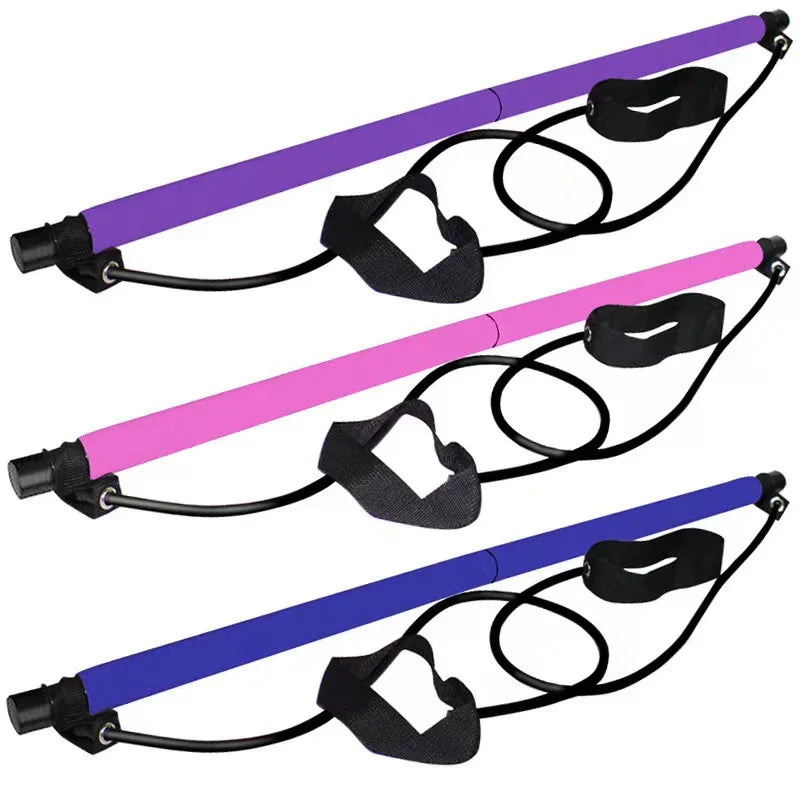 Pilates Stick - Adjustable Fitness Bar with Resistance Bands