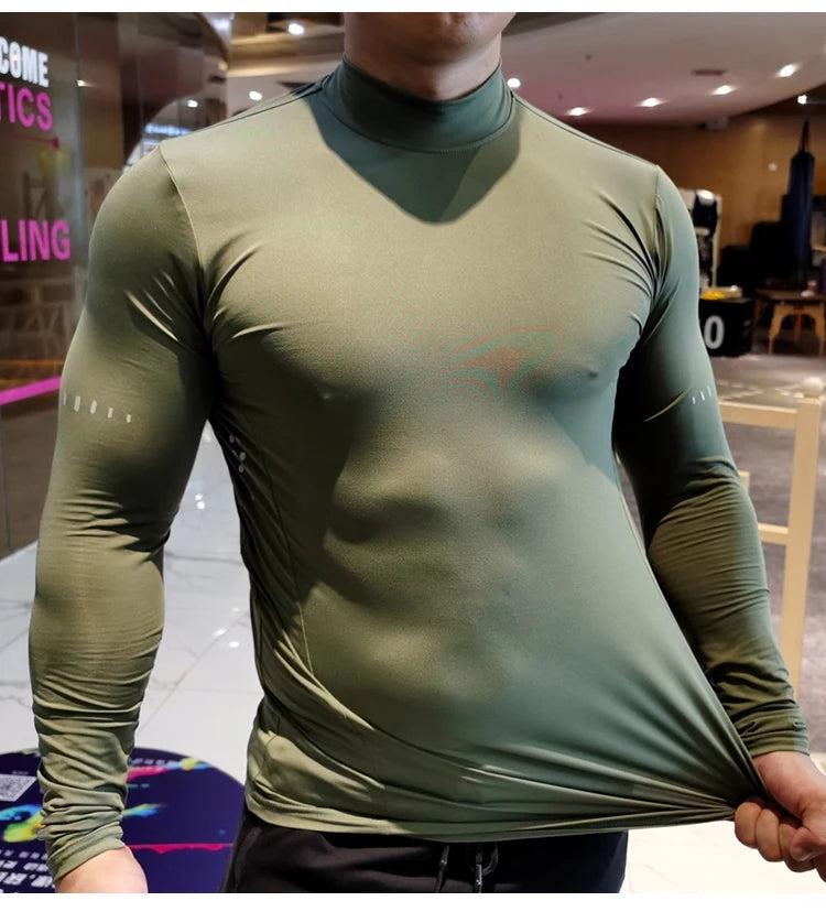 Men’s High Collar Compression Shirt for Running & Training