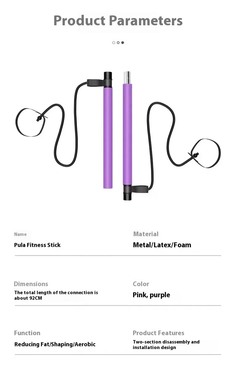 Pilates Stick - Adjustable Fitness Bar with Resistance Bands